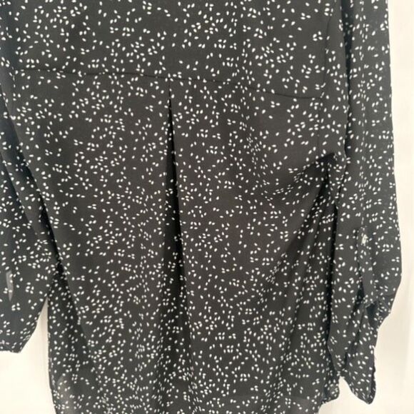 Daniel Rainn Koda Split Neck Rain Drop Polka Dot Blouse Black & White Size Small - Picture 9 of 16